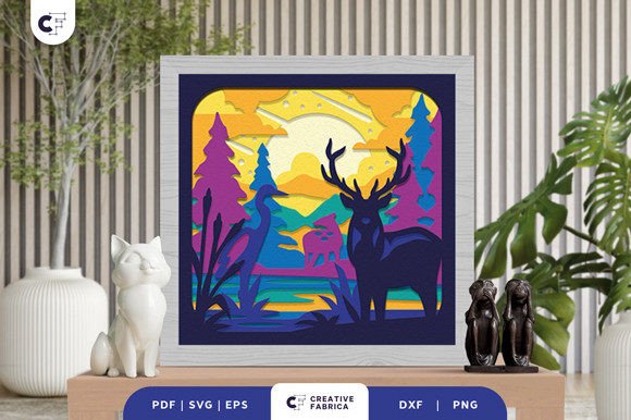Animal Near the Lake 3D SVG for Other Crafts