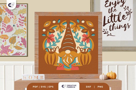 Autumn Gnome Shadow Box SVG: 3D Fall Design Review