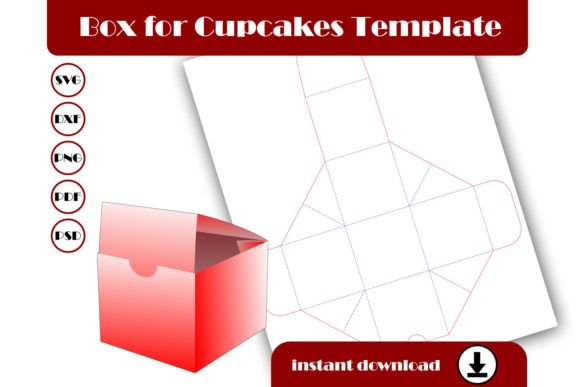 Box Cupcakes Template: 3D SVG for Gift Boxes