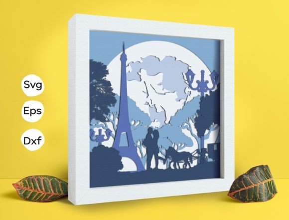 Couple in Paris Papercut Light Box 3D SVG Review