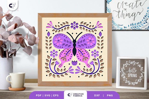 Folk Art Butterfly 3D SVG for Seasonal Shadow Boxes