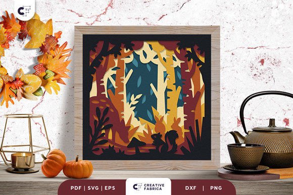 Forest in the Autumn 3D SVG: Fall Editorial Asset