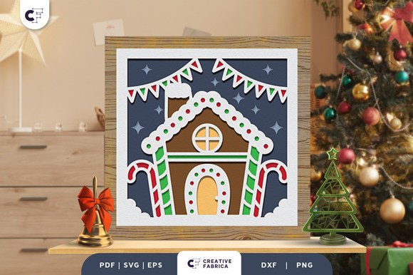 Gingerbread House 3D SVG for Christmas Design