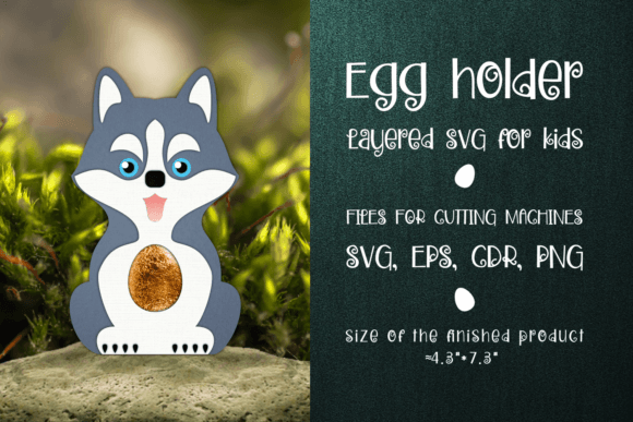 Husky Dog Egg Holder 3D SVG: Shapes for Branding