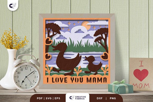 Mama and Baby Duck 3D SVG for Holiday Shadow Boxes