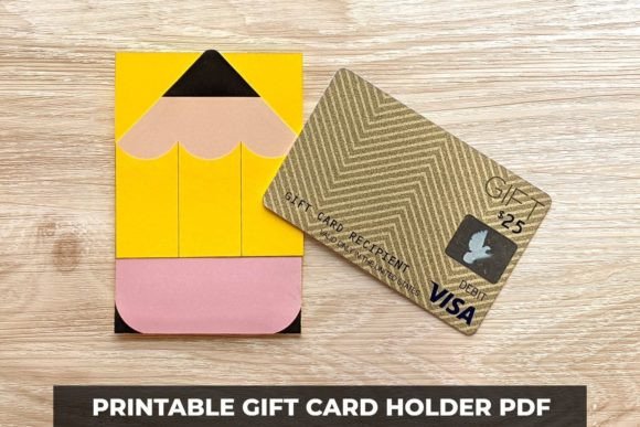 Printable Pencil Gift Card Holder PDF: 3D SVG Shapes