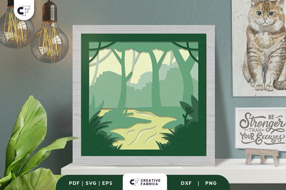Rain Forest 3D SVG Light Box for Ornaments