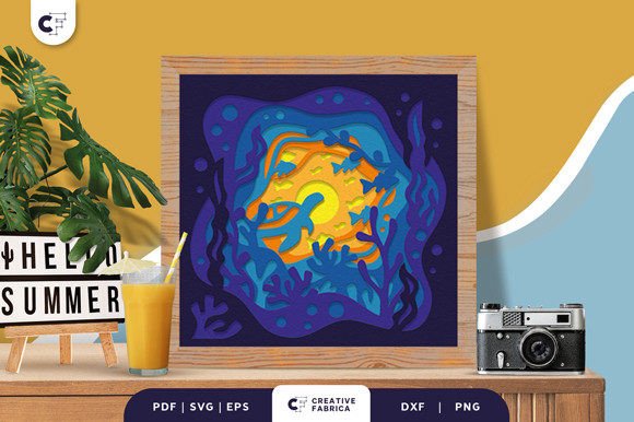 Under the Sea 3D SVG: Summer Light Box Art