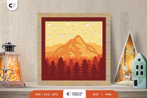 Wild Mountain Forest Shadow Box SVG: 3D Winter Design