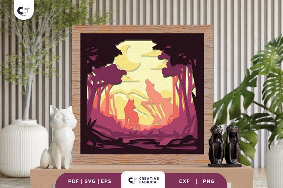 Wolf in the Forest 3D SVG for Ornaments